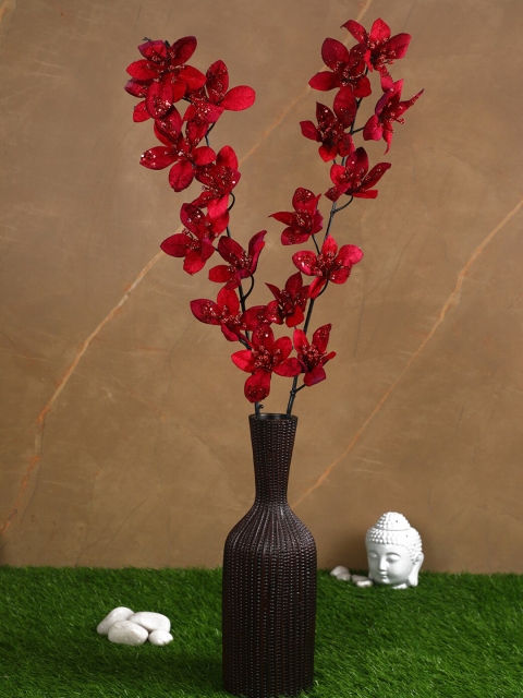 

PolliNation Set Of 2 Red Premium Artificial Forsythia Glitter Flowers