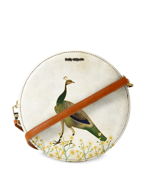 

DailyObjects White & Green Peacock Printed Sling Bag