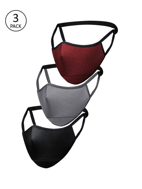

Impulse Unisex 3 Pcs Solid 6-Ply Reusable Cloth Masks, Black