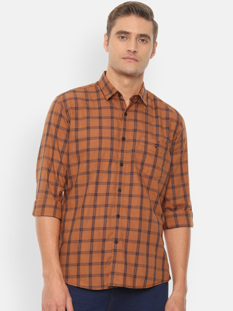 

Louis Philippe Sport Men Brown & Black Slim Fit Checked Casual Shirt