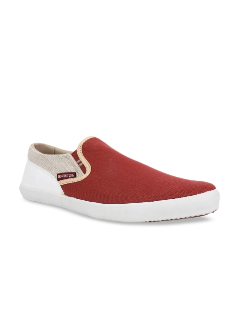 

North Star Men Maroon & White Slip-On Sneakers