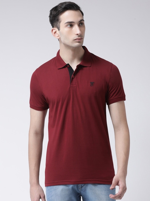 

Club York Men Maroon Solid Polo Collar T-shirt