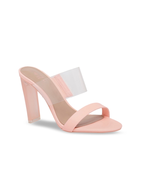 

Call It Spring Women Pink & Transparent Colourblocked Block Heels