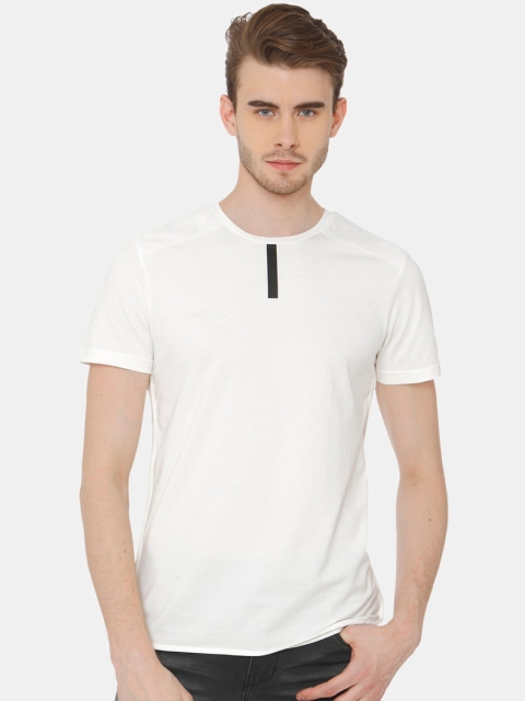 

Rex Straut Jeans Men White Solid Round Neck T-shirt