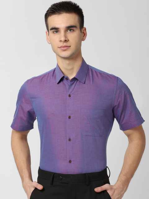 

Peter England Men Purple Self Design Shirt