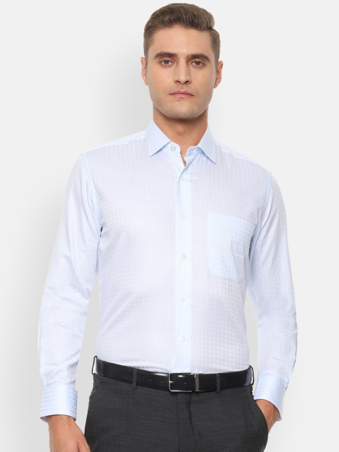 

Luxure by Louis Philippe Men Blue Regular Fit Self-Design Formal Shirt