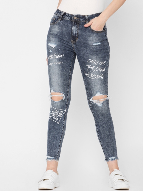 

Deal Jeans Women Blue Slim Fit Mid-Rise Highly Distressed Jeans