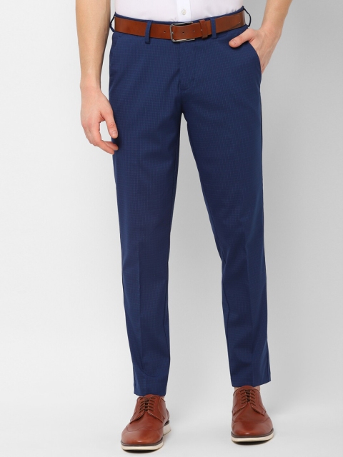 

Allen Solly Sport Men Navy Blue & White Slim Fit Checked Regular Trousers