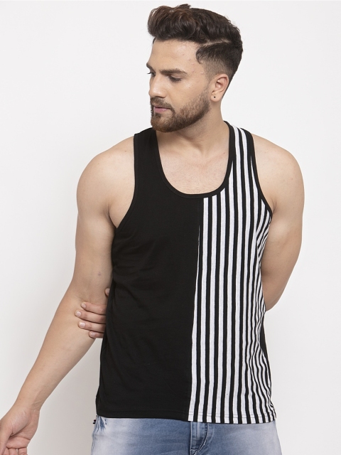 

KATSO Men Black & White Colourblocked Racerback T-shirt