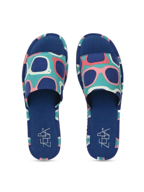 

Zebba Women Sea Green & Blue Printed Sliders