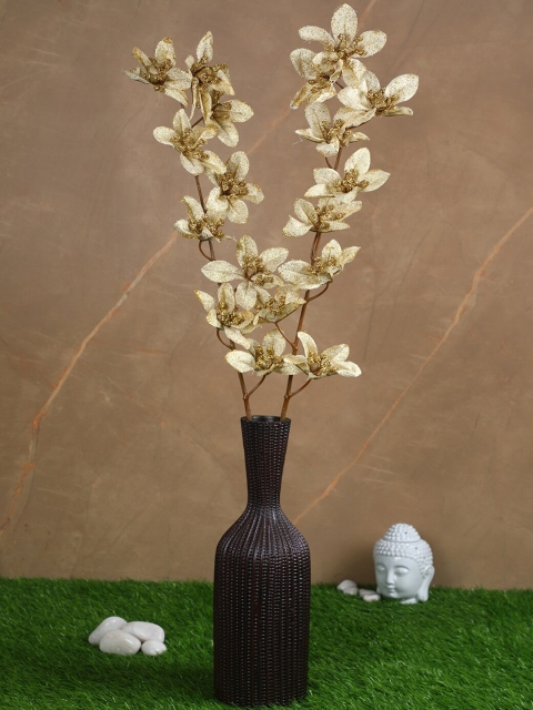 

Pollination Set Of 2 Artificial Golden Forsythia Glitter Flower, Gold