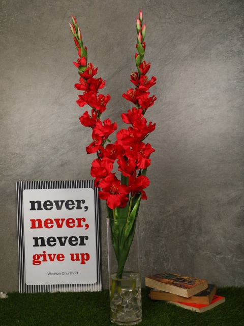

PolliNation Red & Green Pack of 2 Classic Artificial Gladiolus Flowers