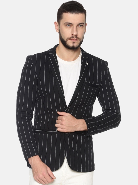 

SHOWOFF Men Black & White Striped Slim-Fit Single-Breasted Casual Blazer