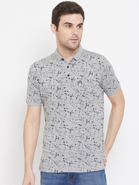 

Crimsoune Club Men Grey Printed Polo Collar T-shirt