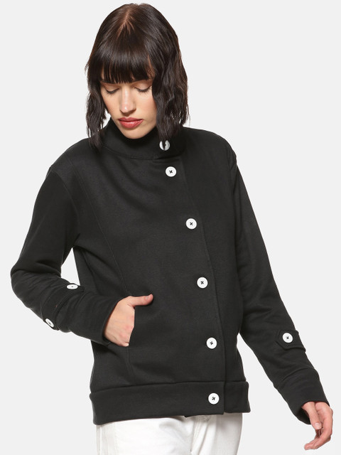 

Campus Sutra Women Black Solid Windcheater Tailored Jacket