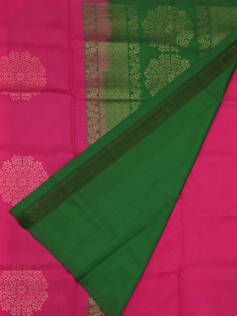 

Pothys Pink & Green Pure Silk Woven Design Saree