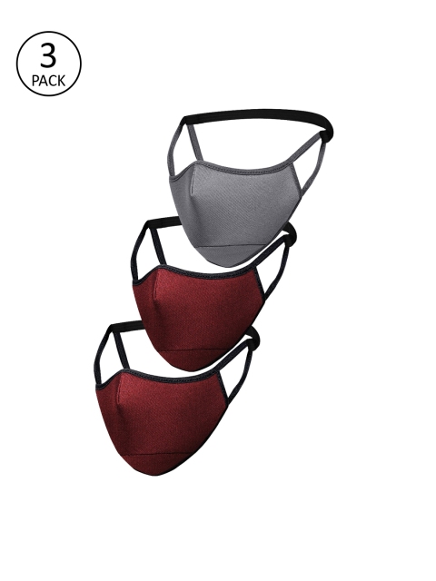 

Impulse Unisex 3 Pcs Solid 5-Ply Reusable Cloth Masks, Maroon