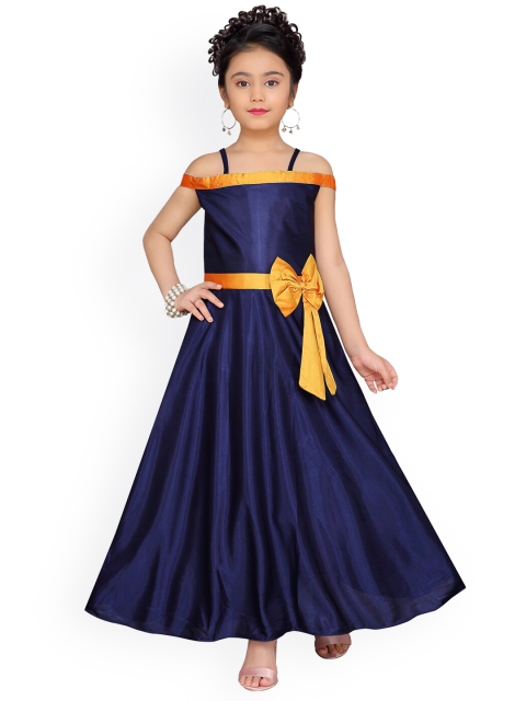 

Aarika Girls Navy Blue Solid Maxi Dress