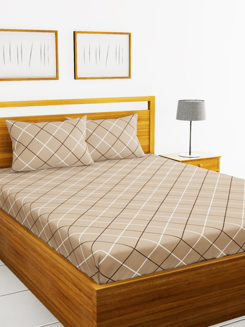 

BIANCA Brown Abstract TC Polyester 1 Bedsheet with 2 Pillow Covers