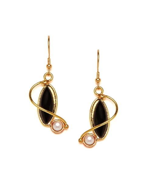 

ZeroKaata Gold-Plated & Black Contemporary Drop Earrings