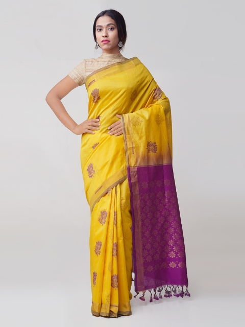 

Unnati Silks Yellow Woven Design Pure Handloom Kanjeevaram Saree