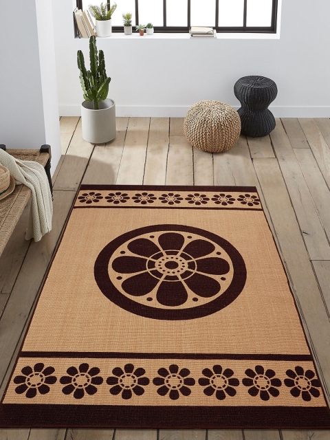 

Saral Home Brown & Beige Floral Printed Luxurious Anti-Skid Carpet