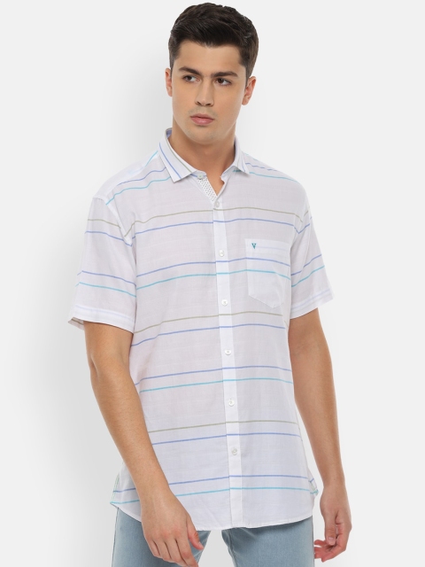 

Van Heusen Sport Men White Slim Fit Striped Casual Shirt