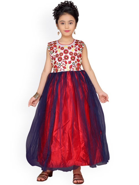 

Aarika Girls Navy Blue Embroidered Maxi Dress