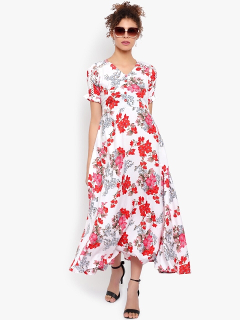 

Indietoga Women White Floral Printed Maxi Dress