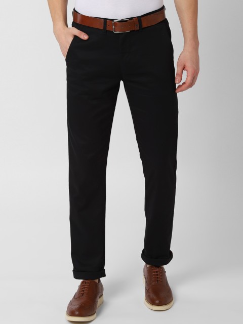 

Peter England Casuals Men Black Slim Fit Solid Regular Trousers