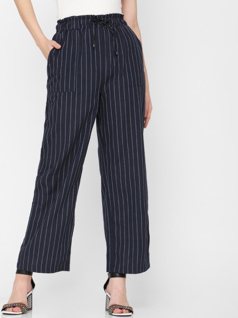 

Deal Jeans Women Navy Blue & White Striped Straight Palazzos