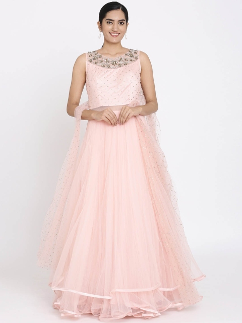 

Koskii Women Pink Embellished Maxi Dress