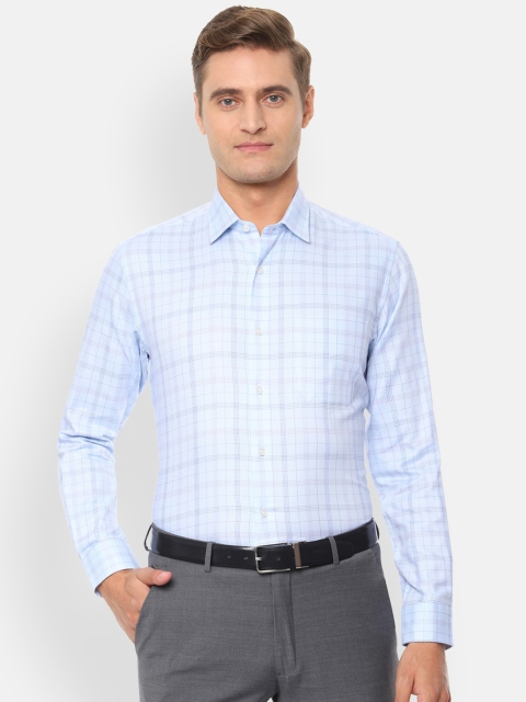 

Louis Philippe Men Blue Slim Fit Checked Formal Shirt