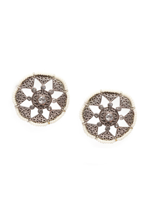 

Infuzze Silver-Plated & White Circular Studs