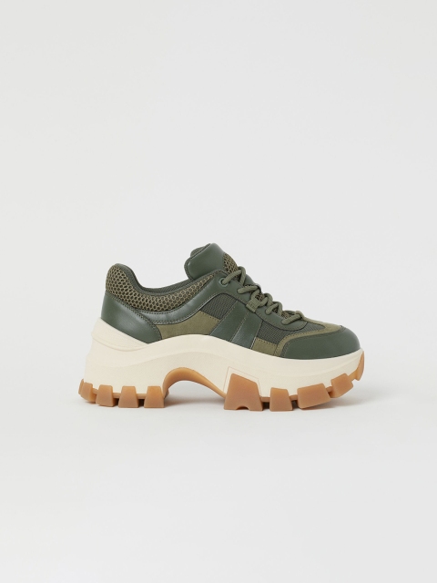

H&M Women Green Leather Chunky Trainers