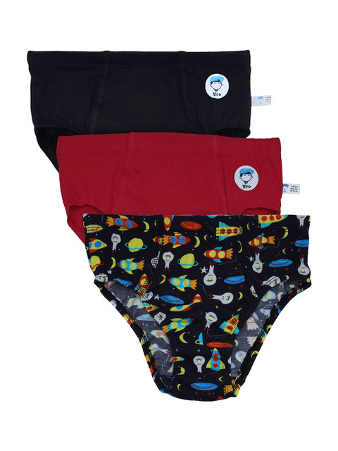 

DChica Boys Pack Of 3 Space Theme Basic Briefs DCUNSE6271/4-5, Black
