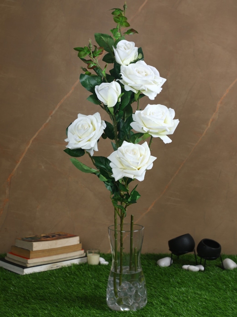 

Pollination Set Of 2 White Artificial Velvet Rose Flower