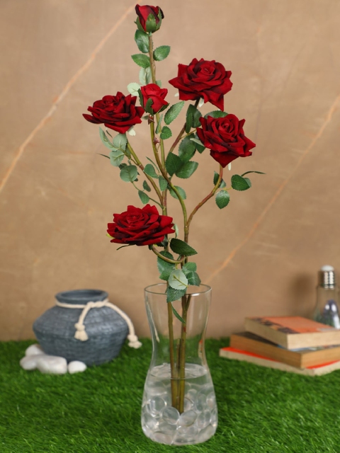

PolliNation Maroon & Green Set of 2 Premium Artificial Rose Flower
