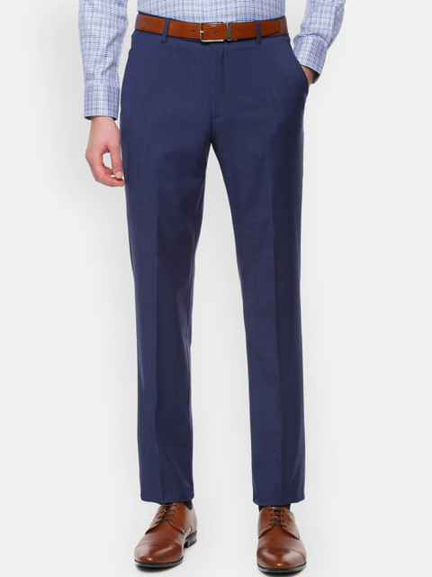 

Luxure by Louis Philippe Men Blue Slim Fit Self Design Formal Trousers