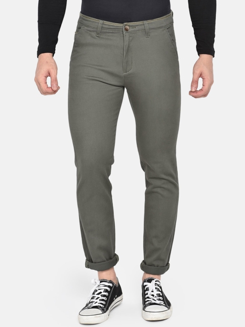 

beevee Men Olive Green Regular Fit Solid Chinos