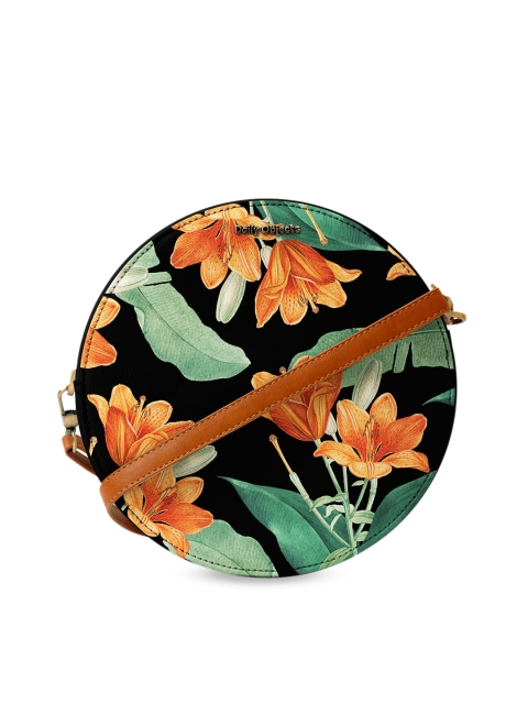 

DailyObjects Black & Orange Floral Midnight Hibiscus - Orbis Printed Sling Bag