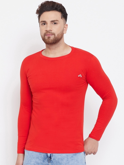 

ALIZA Men Red Solid Round Neck T-shirt