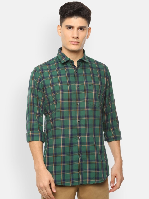 

Van Heusen Men Green & Navy Blue Checked Casual Shirt