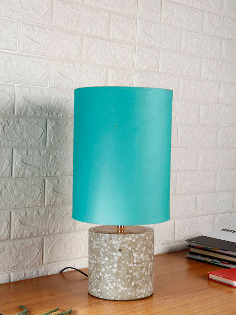 

Grated Ginger Turquoise Blue Printed Handcrafted Table Top Lamp with Shade