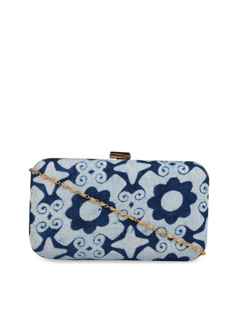 

Vivinkaa Blue Printed Box Clutch