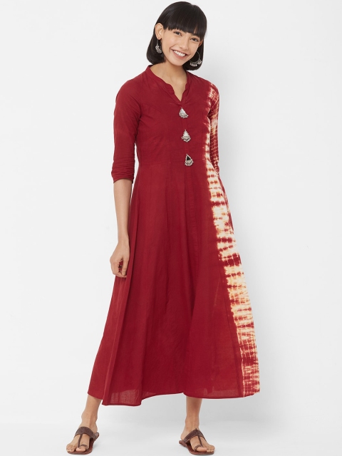 

Vedic Women Maroon Printed A-Line Dress