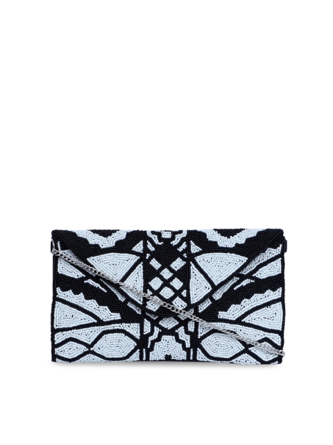 

Diwaah White & Black Embellished Envelope Clutch