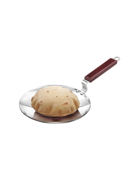 

Hawkins Silver-Toned & Red Triply Stainless Steel Tawa With Rosewood Handle