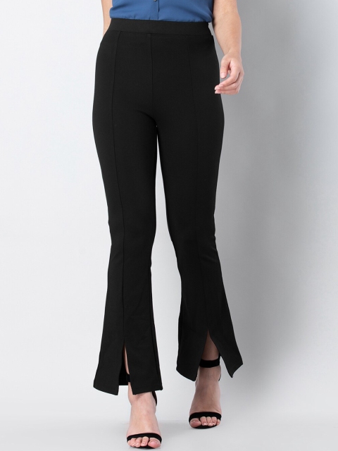 

FabAlley Women Black Solid Flared Treggings