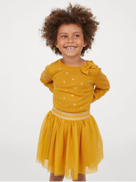 

H&M Girls Yellow Fine Kit Cotton Jumper
